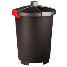 Бак для мусора 65л (d47см h66см) с крышкой, п/п, цвет черный
